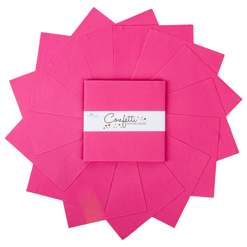 Confetti Cotton Riley Hot Pink 10 Inch Stacker, 42 Pcs.