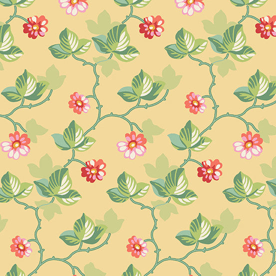 Poppies by Andover Fabrics Floral Vine Yellow