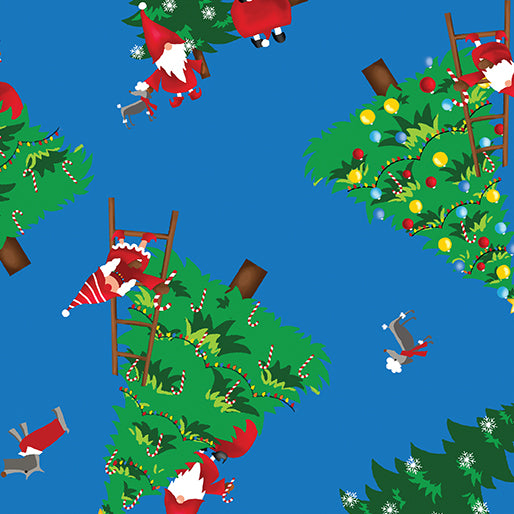 Merry Gnome Trees Dark Blue (Merry Gnomeville)