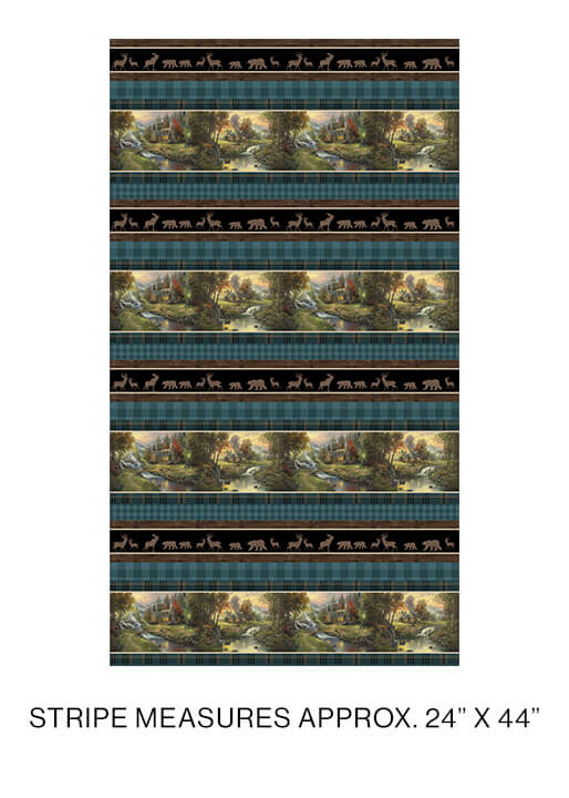 Cozy Cabin Stripe Teal (Cozy Cabin by Kinkade Studio)