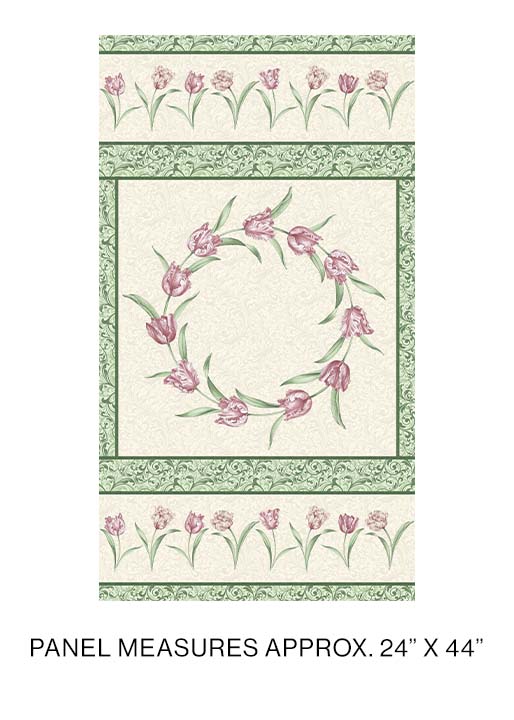 Etched Tulips Panel Cream (Evelyn's Etched Tulips)