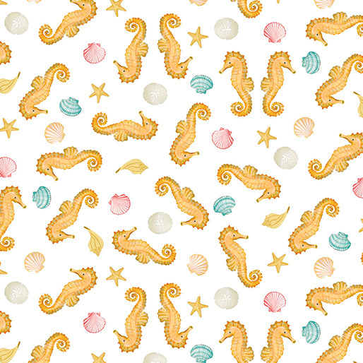 Seahorses and Seashells White (Santa's Vacation)