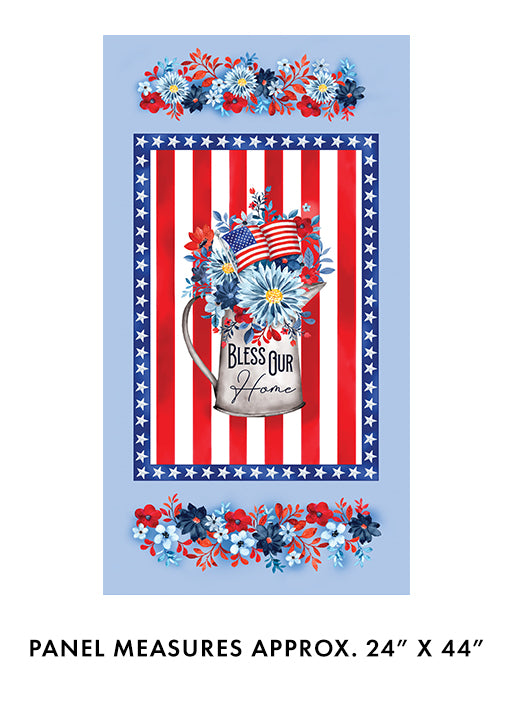 Bless Our Home Panel Blue (Faith, Family, Freedom)