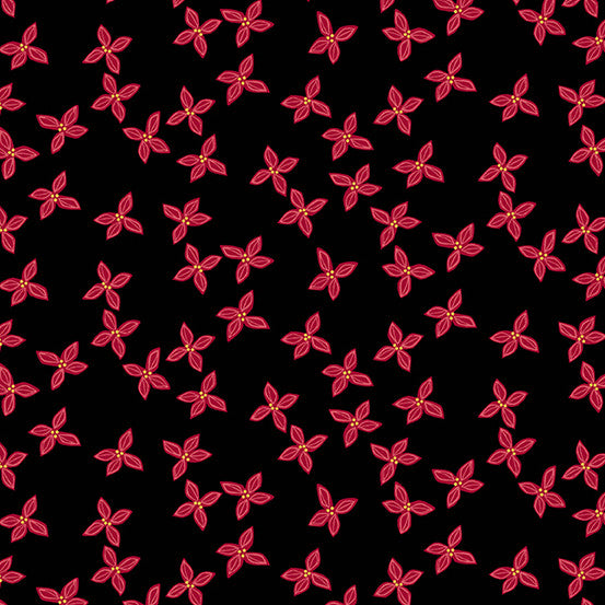 Bird Humbug by Andover Fabrics Poinsettia Night Bloom