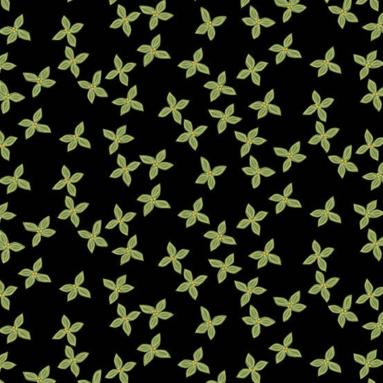Bird Humbug by Andover Fabrics Poinsettia Night Foliage