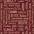 Burlap Cabin Words Red (Burlap Woods)