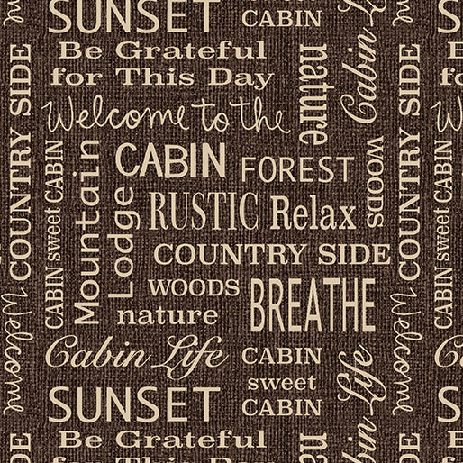 Burlap Cabin Words Espresso (Burlap Woods)