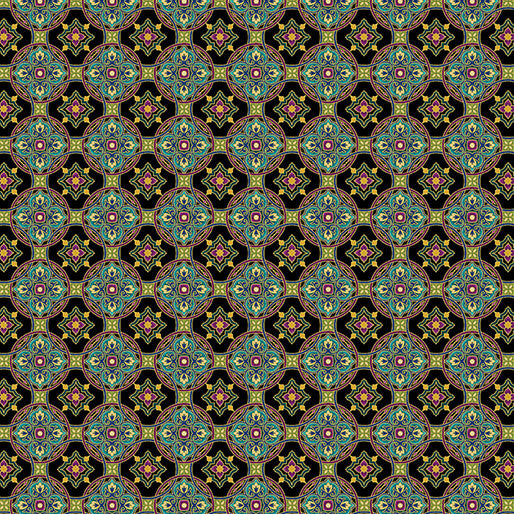 Tile Medallion Black/Multi (Shangri-La)
