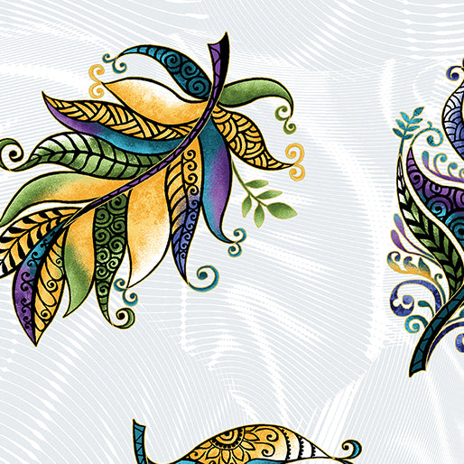 Echo Swirling Leaves IndigoWht (Luminescent Leaves)