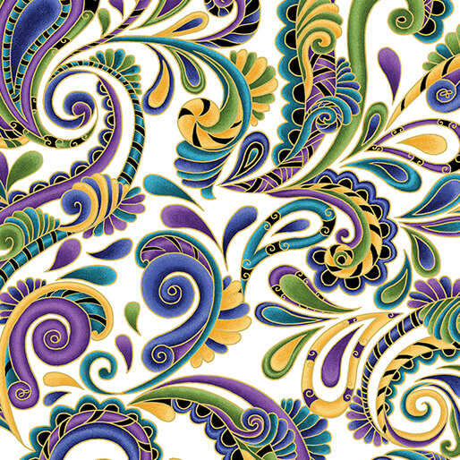 Swirl Paisley Indigo/White (Luminescent Leaves)