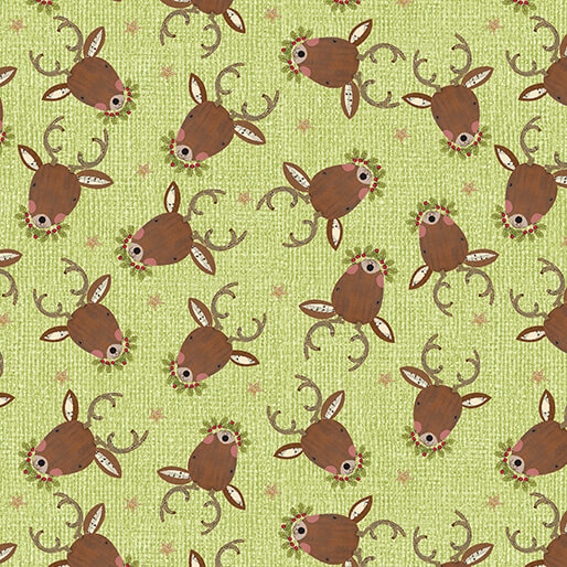 Reindeer Portrait Green (White Christmas)