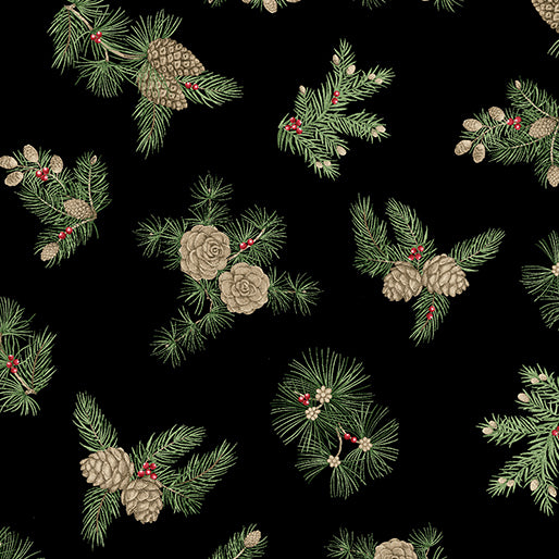 Pine Cones Black/Multi (Winter In The Pines)