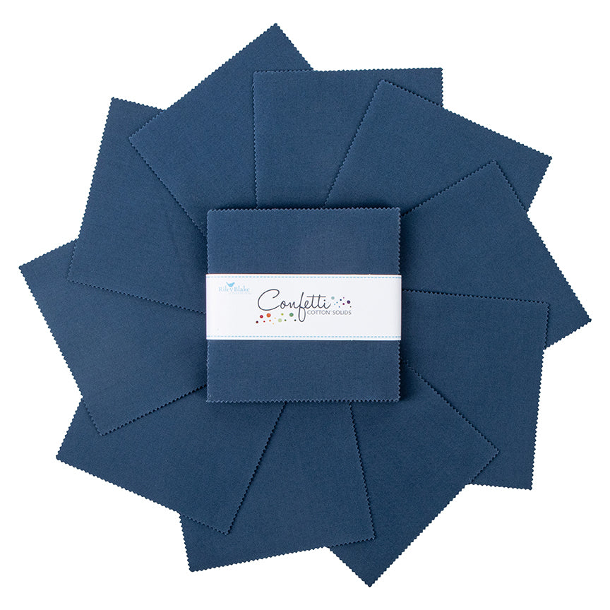 Confetti Cotton Oxford Blue 5 Inch Stacker, 42 Pcs.