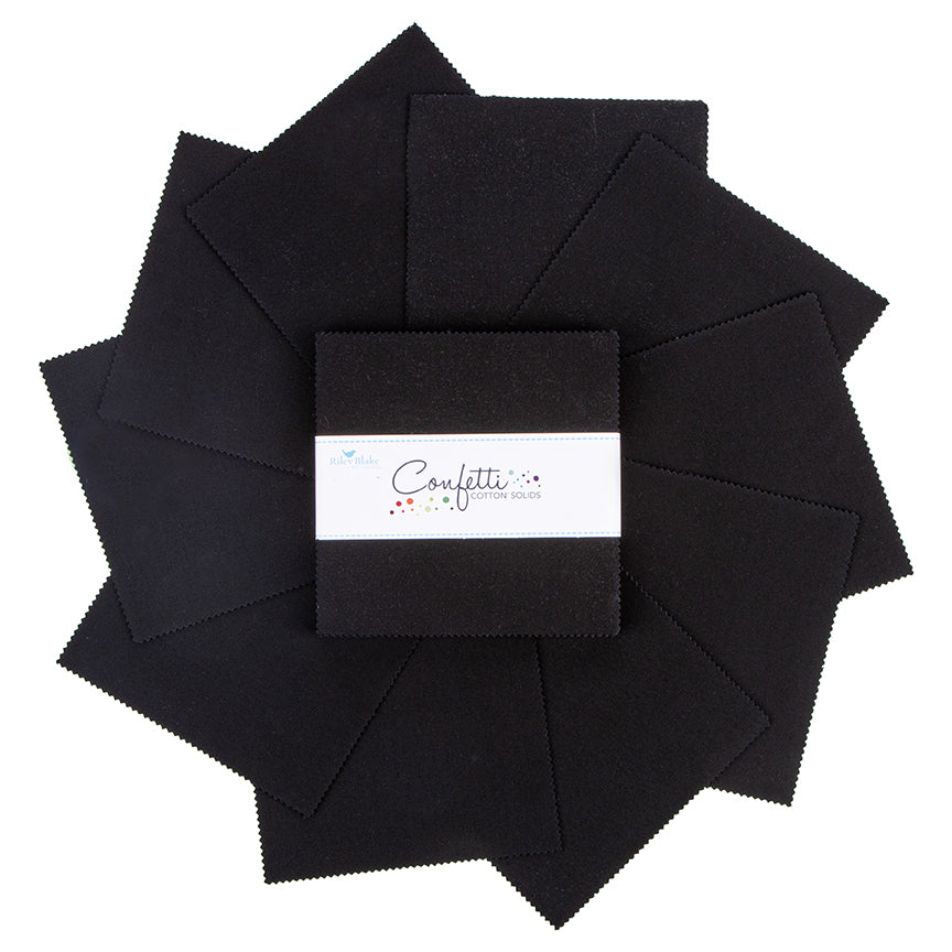 Confetti Cotton Pitch Black 5 Inch Stacker, 42 Pcs.
