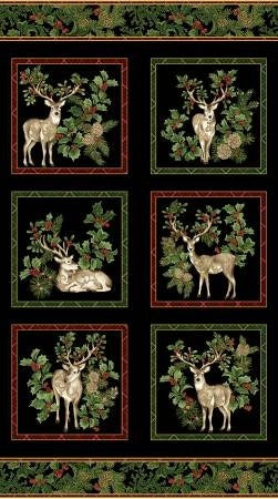 Black/Multi Winter In The Pines Panel Christmas BEN081426