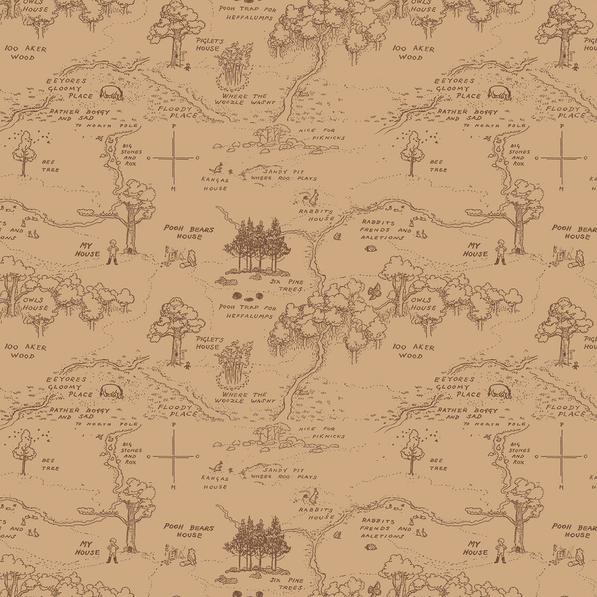 Winnie the Pooh Map Brown