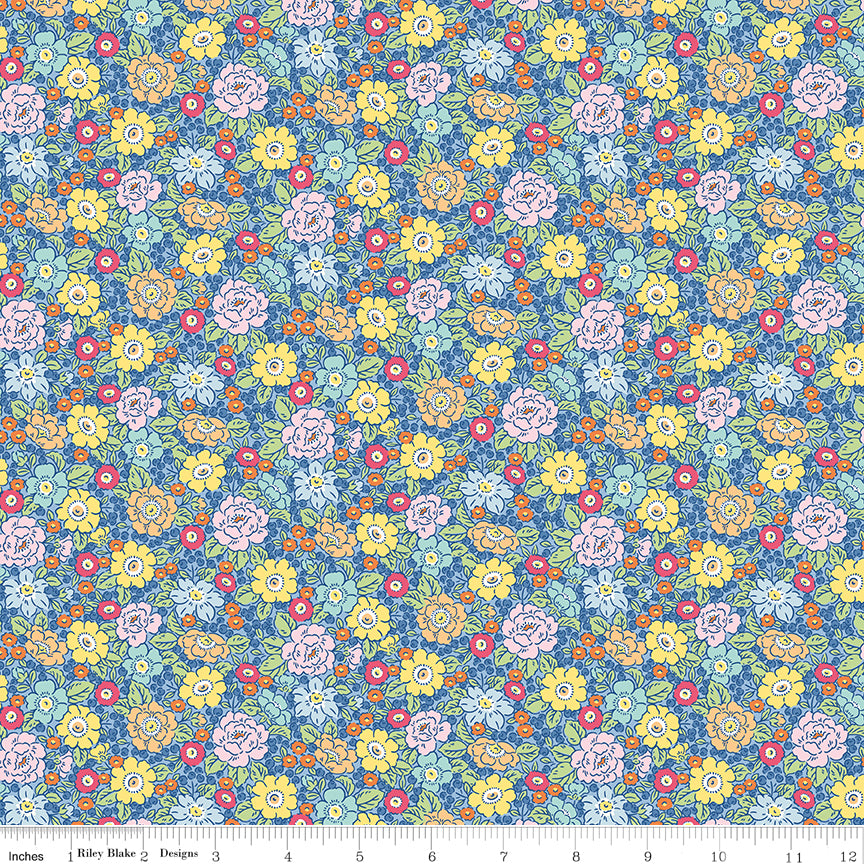 PRE-ORDER: Traditional 30's Floral Blue