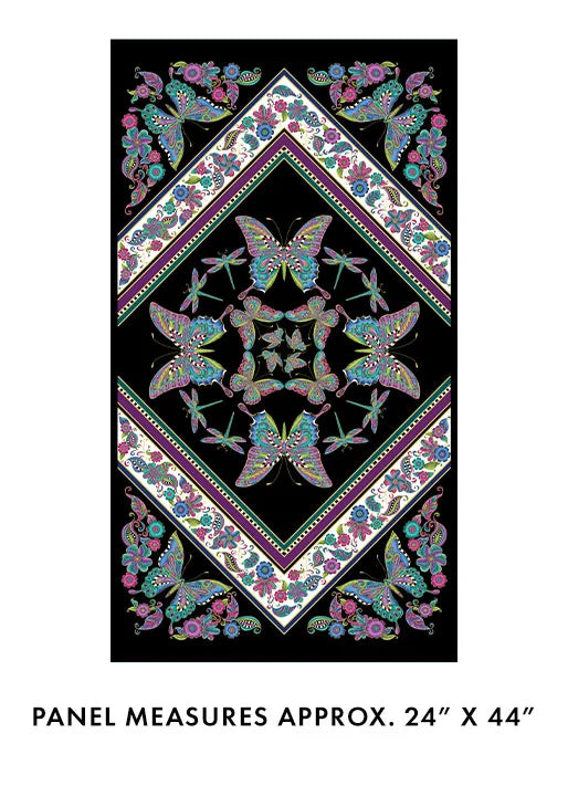 Butterfly Kaleid. Panel BlkMult (Alluring Butterflies)