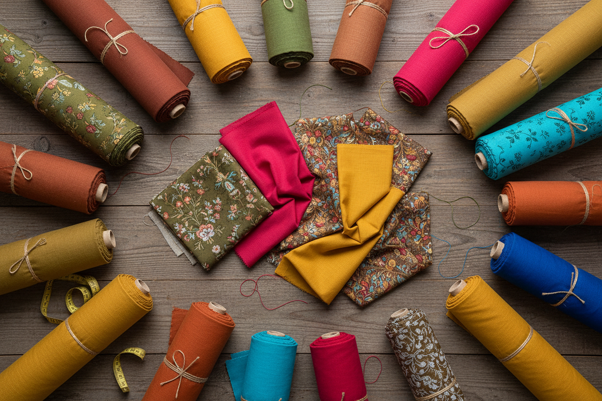 Colorful Fabric Rolls - Flat Lay